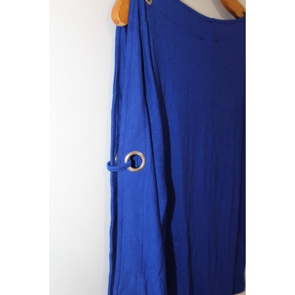 Cable & Gauge Womens Blue Embroidered Cutout 3/4 Sleeve Top S NWT - Picture 6 of 7